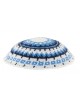 Kippa tricotée DMC blanche avec bleu noir et blanc... | Kippa tricotée