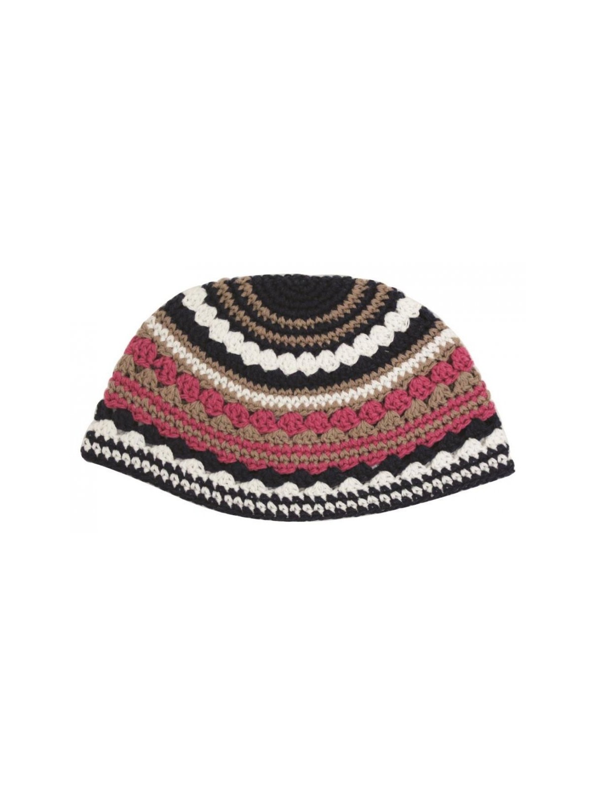Frik Kippah avec rayures beiges, roses, noires et blanches | Frik Kippa