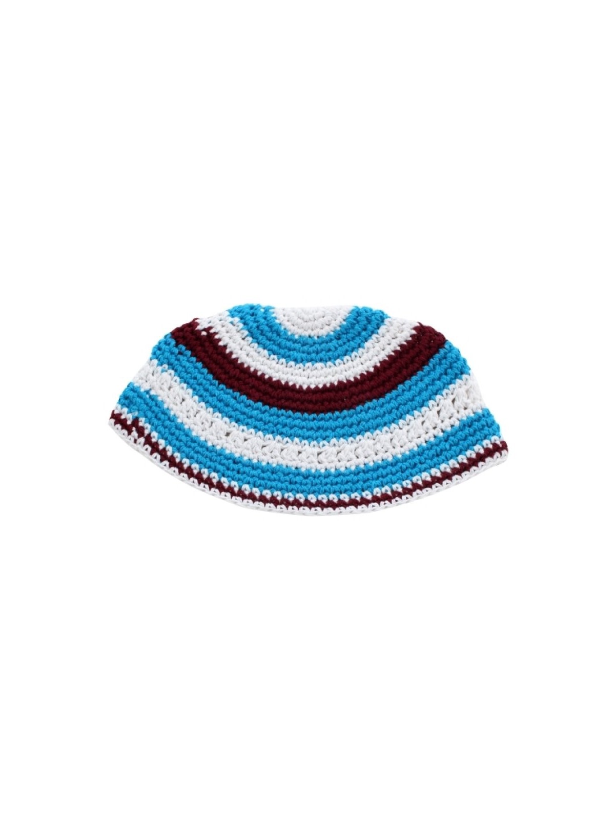 Frik Kippah Turquoise Blanc et Marron Bande horizontale... | Frik Kippa
