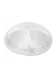 Kippa en satin blanc avec bordure géométrique argentée | Kippa en satin