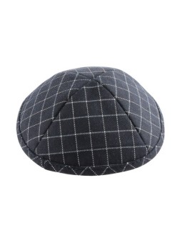 Tissu en coton noir et blanc Kippah Checkered Design | Kippa en lin