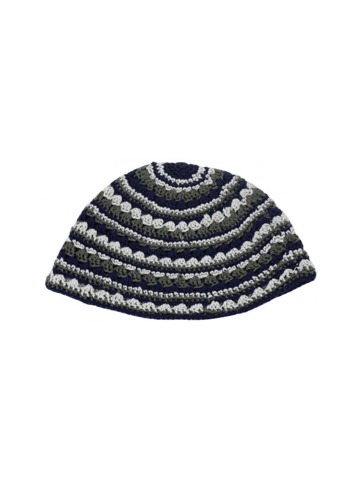 Hand Made Frik Kippah with Olive Tan and Black Stripes | Frik Kippah