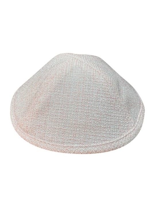 White and Pink Linen like Fabric Kippah Option of Tw... | Linen Kippah