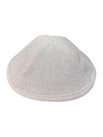 Kippa en tissu blanc et rose, option de deux... | Kippa en lin