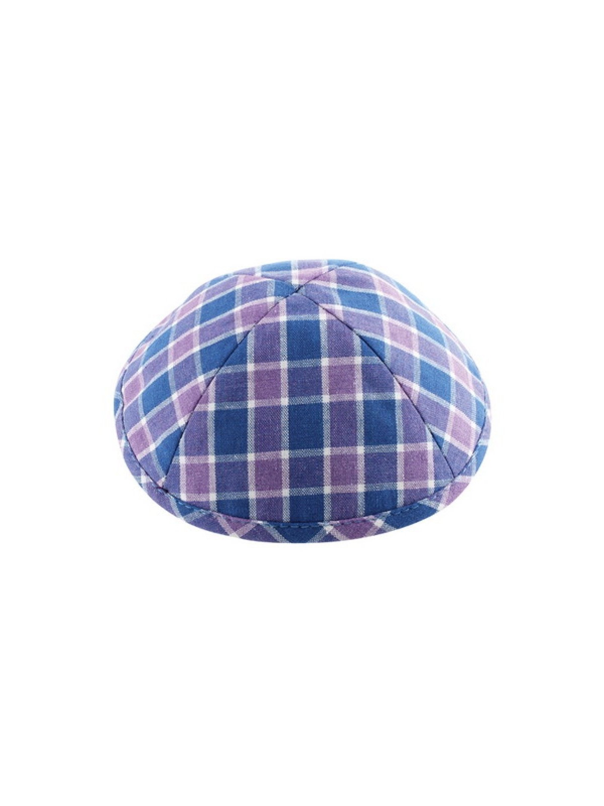 Tissu en coton bleu et lilas Kippa %96 à carreaux... | Kippa en lin
