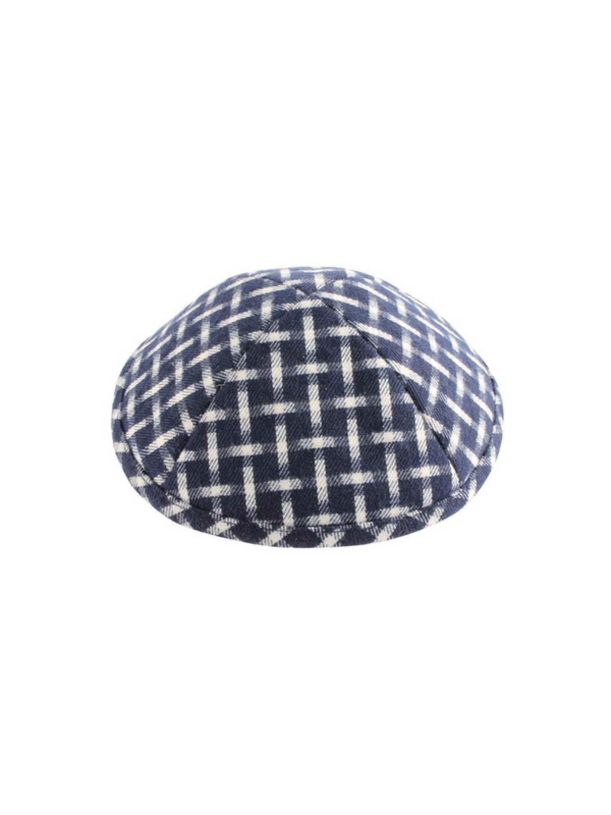Kippa en tissu design tissé bleu et blanc | Kippa en lin