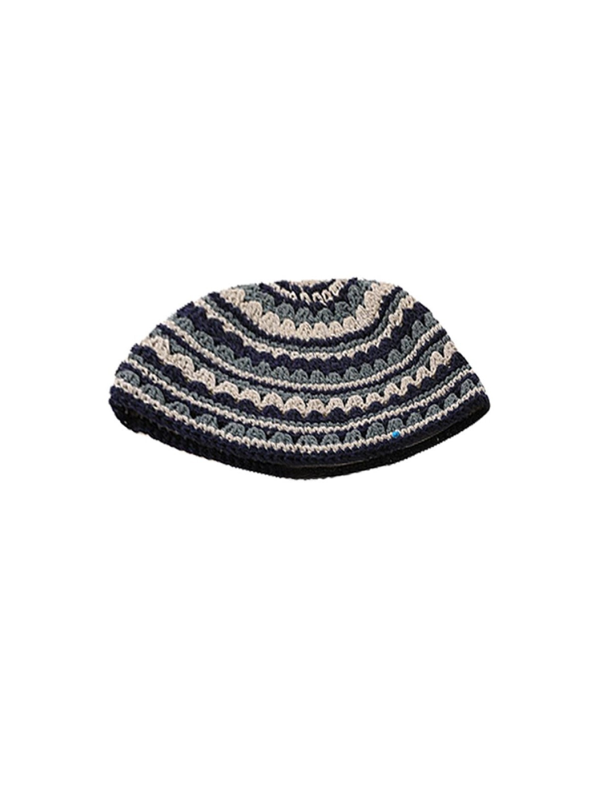 Frik Kippah fabriqué à la main avec des rayures noires et grises blanc cassé... | Frik Kippa