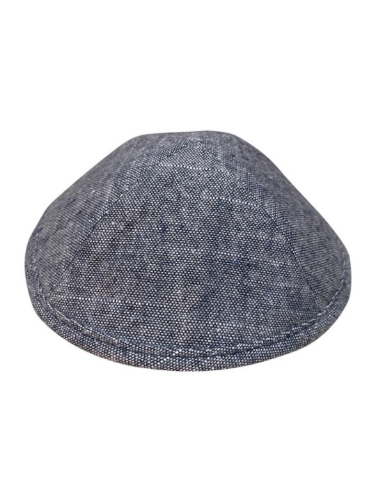 Kippa en tissu gris noir disponible en deux tailles | Kippa en lin