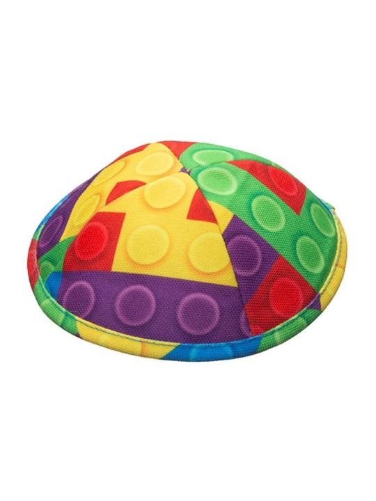 Kippa en tissu de conception de cercle coloré plat pour enfants | Kippa en tissu
