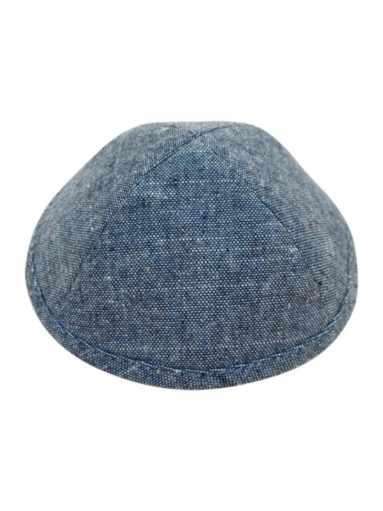 Kippa en tissu bleu avec quatre panneaux au choix de deux tailles | Kippa en lin