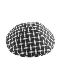 Black and White Cotton Fabric Kippah Woven Design | Linen Kippah