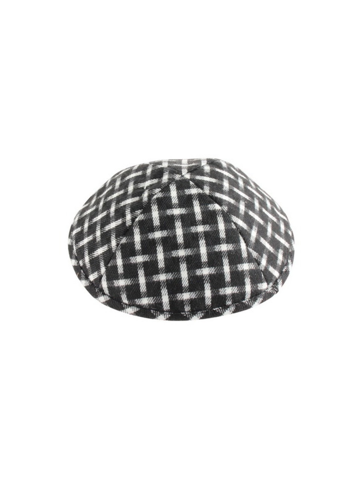 Tissu en coton noir et blanc Kippa tissé Design | Kippa en lin