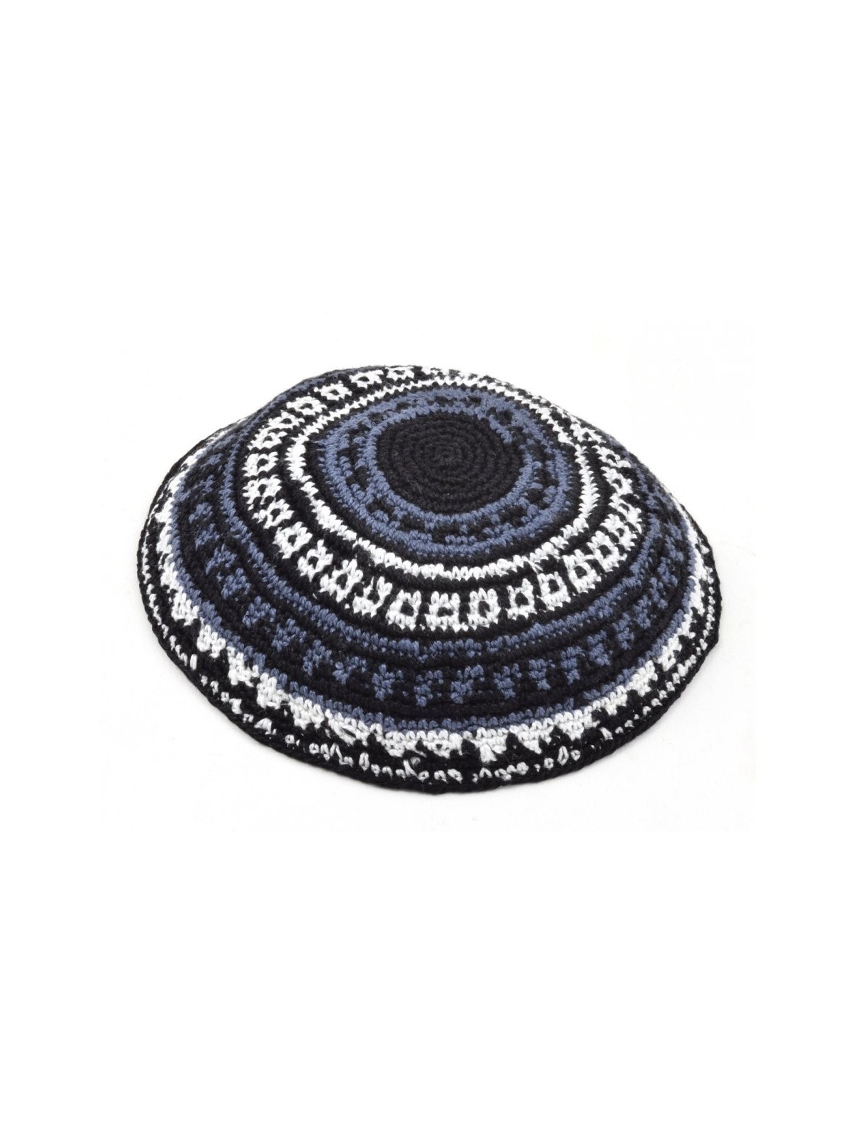 Kippa en coton DMC premium tricoté à la main bleu blanc... | Kippa tricotée