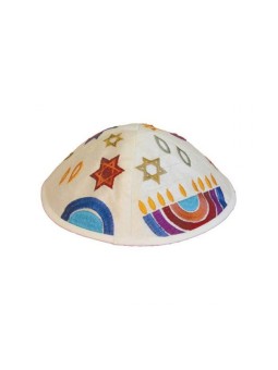 Yair Emanuel Kippa Brodée Hanukkia... | Kippot et chapeaux par Emanuel