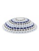 Kippa tricotée DMC blanche avec motifs bleu olive et blanc... | Kippa tricotée