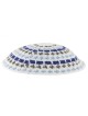 Kippa tricotée DMC blanche avec motifs bleu olive et blanc... | Kippa tricotée
