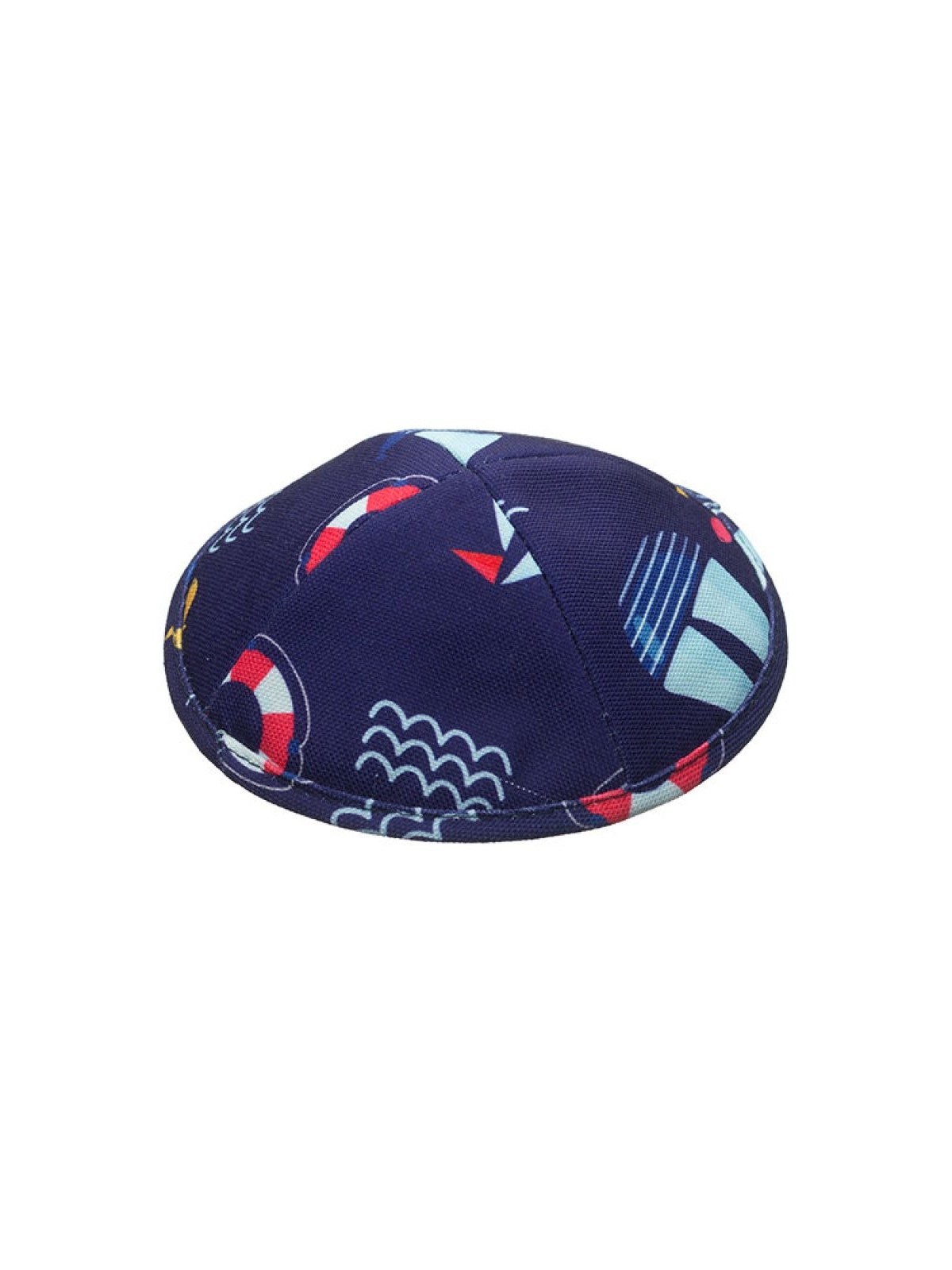 Tissu plat pour enfants bleu et rouge avec motif voilier... | Kippa en tissu