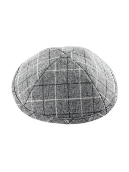 Kippa en tissu gris à carreaux | Kippa en tissu