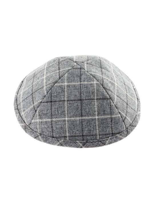 Kippa en tissu gris à carreaux | Kippa en tissu