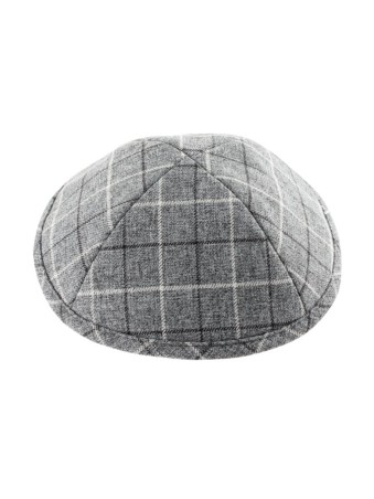 Kippa en tissu gris à carreaux | Kippa en tissu