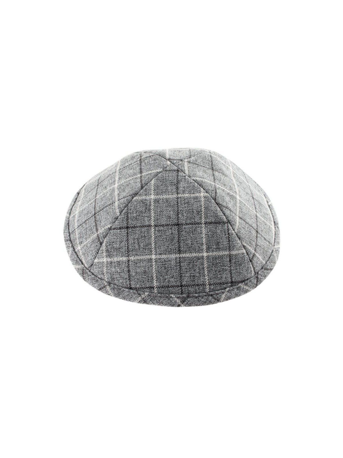 Kippa en tissu gris à carreaux | Kippa en tissu