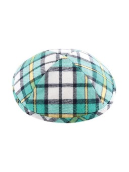 Turquoise Yellow and White Cotton Fabric Kippah Chec... | Linen Kippah