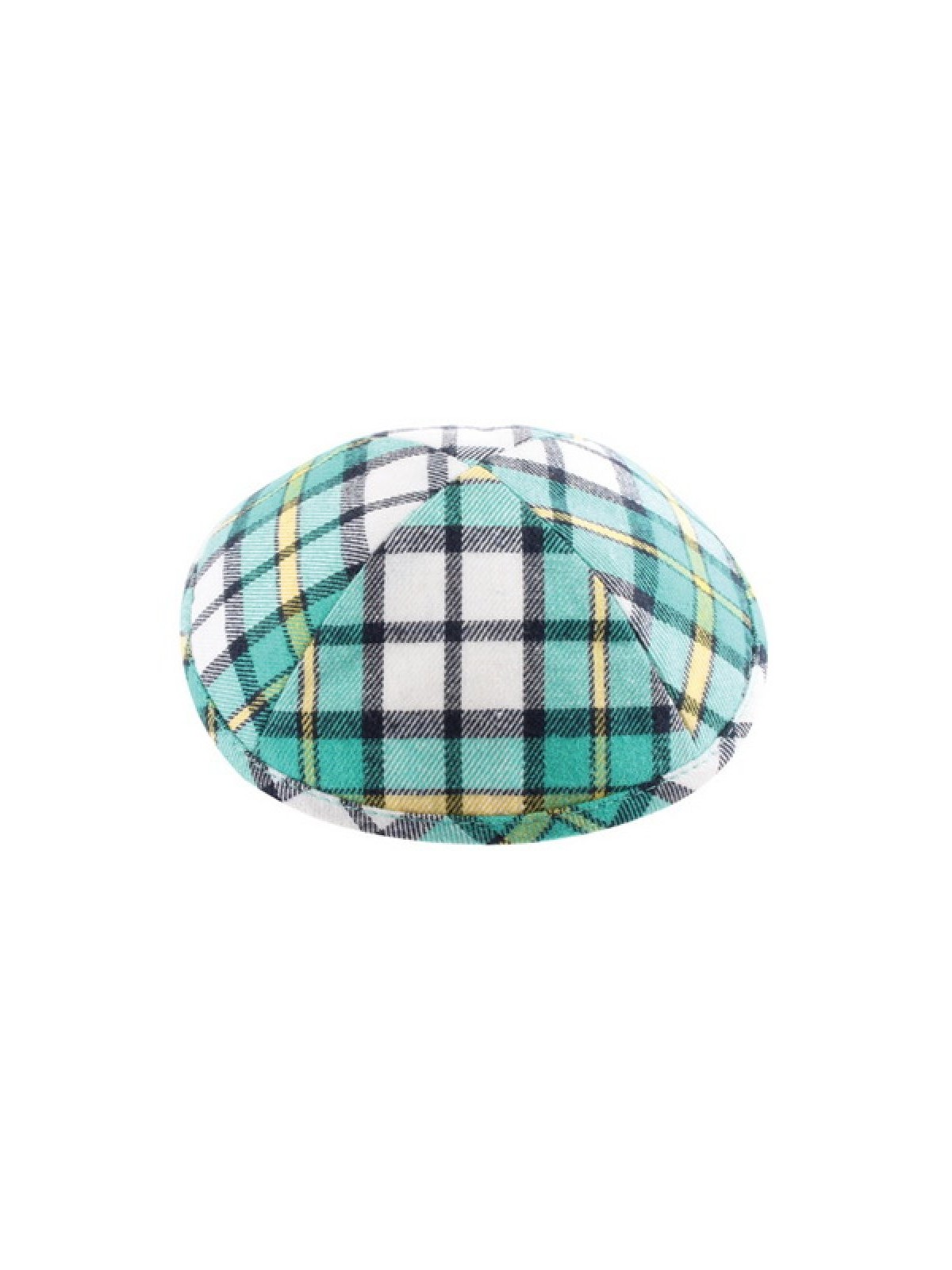Tissu en coton jaune turquoise et blanc Kippah Chec... | Kippa en lin