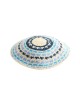Rayures de bleu Kippa tricoté DMC avec dos blanc... | Kippa tricotée