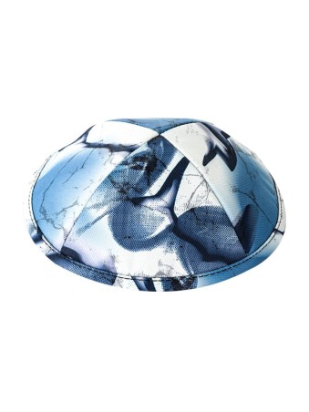 Childrens Blue and White Tie Dye Design Flat Cloth K... | Cloth Kippah