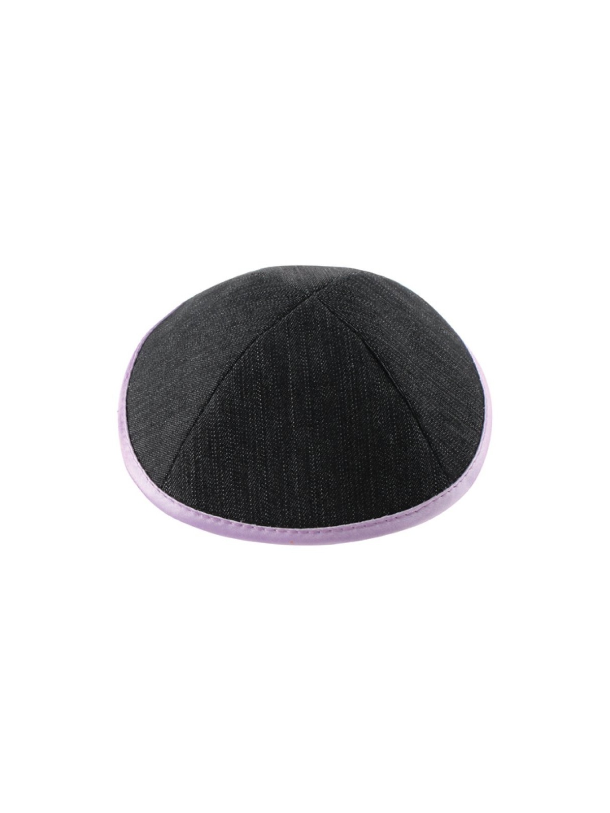 Kippa en denim foncé avec bordure violette | Kippa en tissu