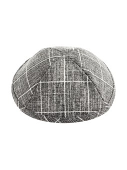 Kippa en tissu gris et blanc à carreaux | Kippa en tissu