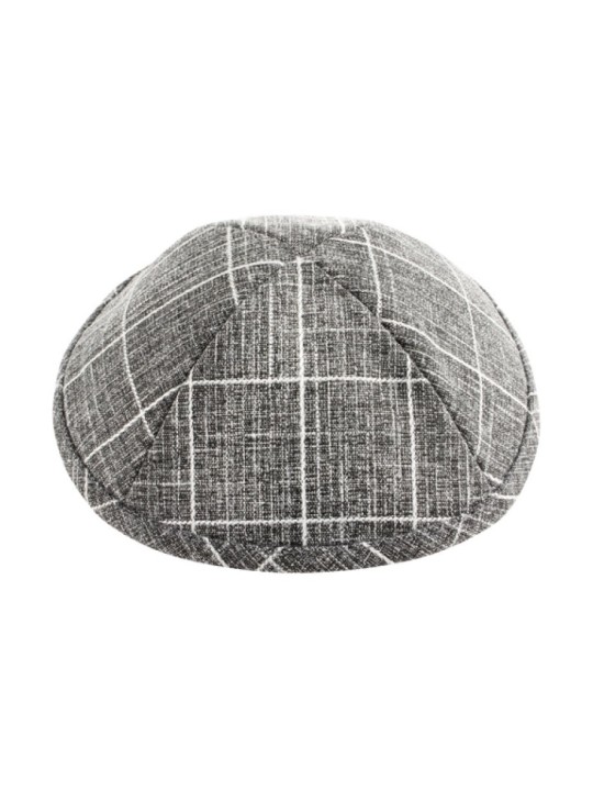 Kippa en tissu gris et blanc à carreaux | Kippa en tissu