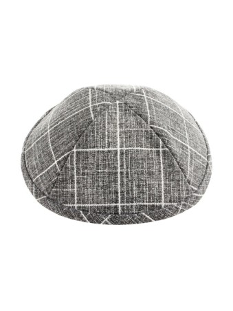 Kippa en tissu gris et blanc à carreaux | Kippa en tissu
