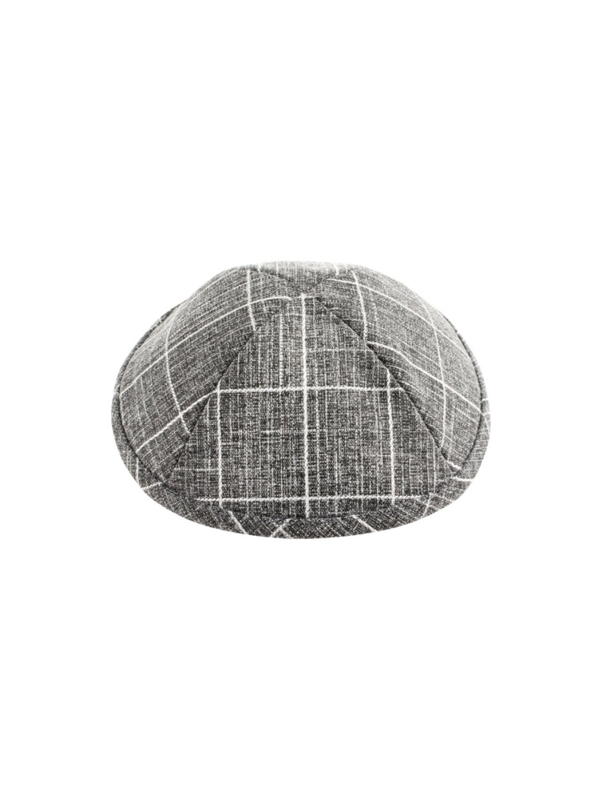 Kippa en tissu gris et blanc à carreaux | Kippa en tissu