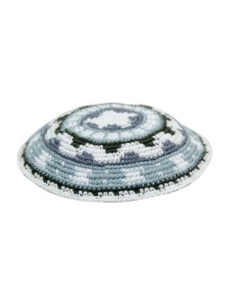 Kippa tricotée DMC bleu vert | Kippa tricotée