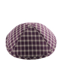 Kippa en tissu marron à carreaux | Kippa en tissu