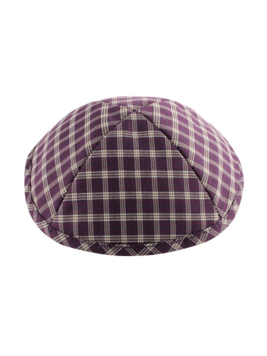 Kippa en tissu marron à carreaux | Kippa en tissu
