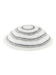 Kippa tricotée DMC blanche avec des détails gris et bleus étroits... | Kippa tricotée