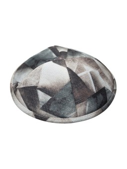 Kippa en tissu plat à motif géométrique gris pour enfants | Kippa en tissu