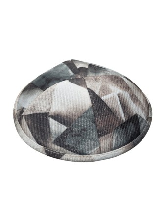 Kippa en tissu plat à motif géométrique gris pour enfants | Kippa en tissu