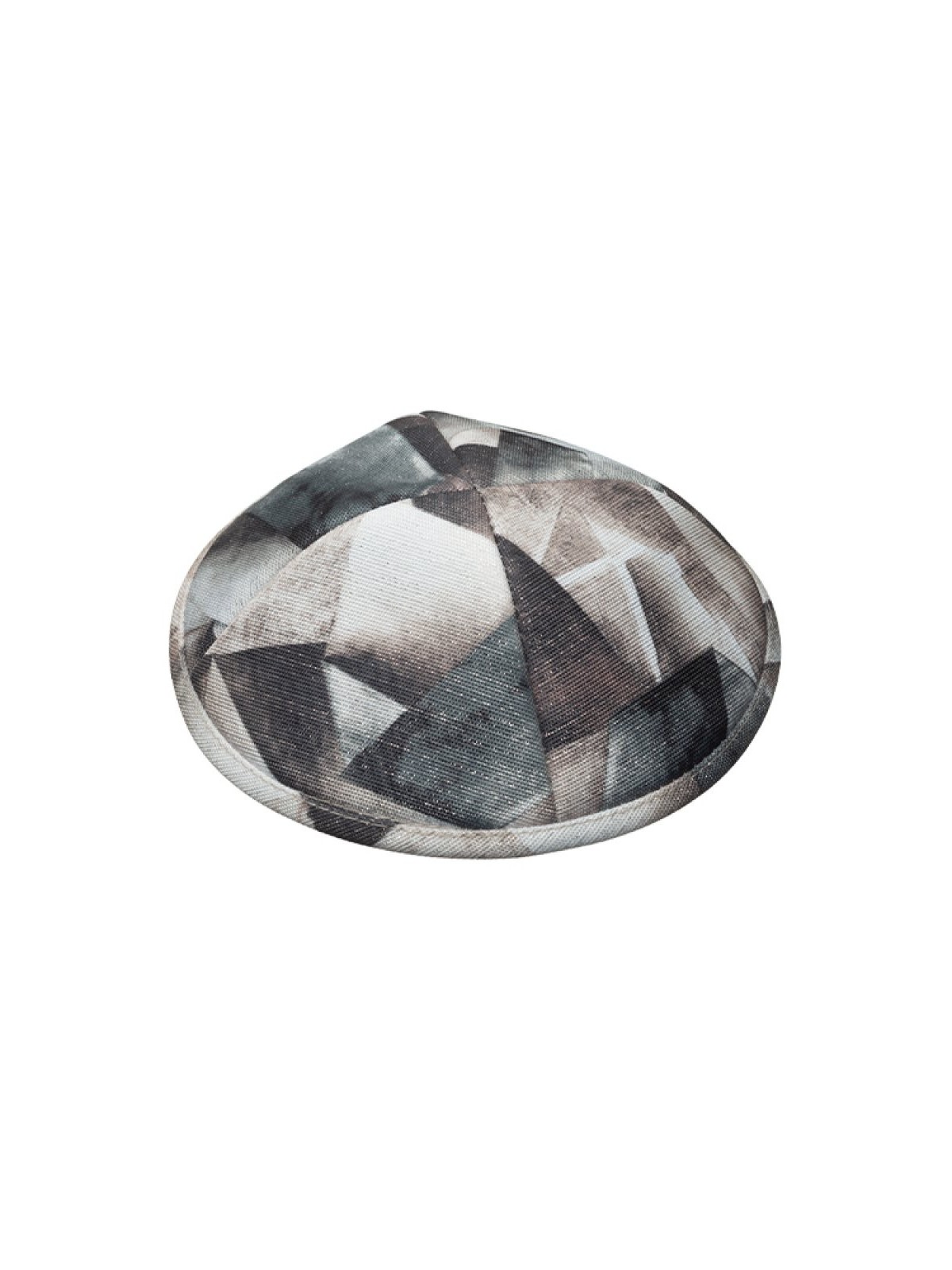 Kippa en tissu plat à motif géométrique gris pour enfants | Kippa en tissu