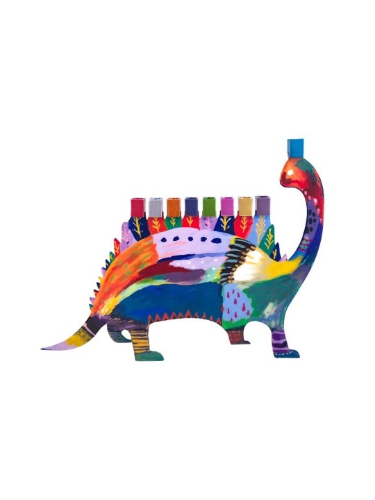 Yair Emanuel Fun Chanukah Menorah Dinosaur 2 Sid... | Hanukkah Menorah