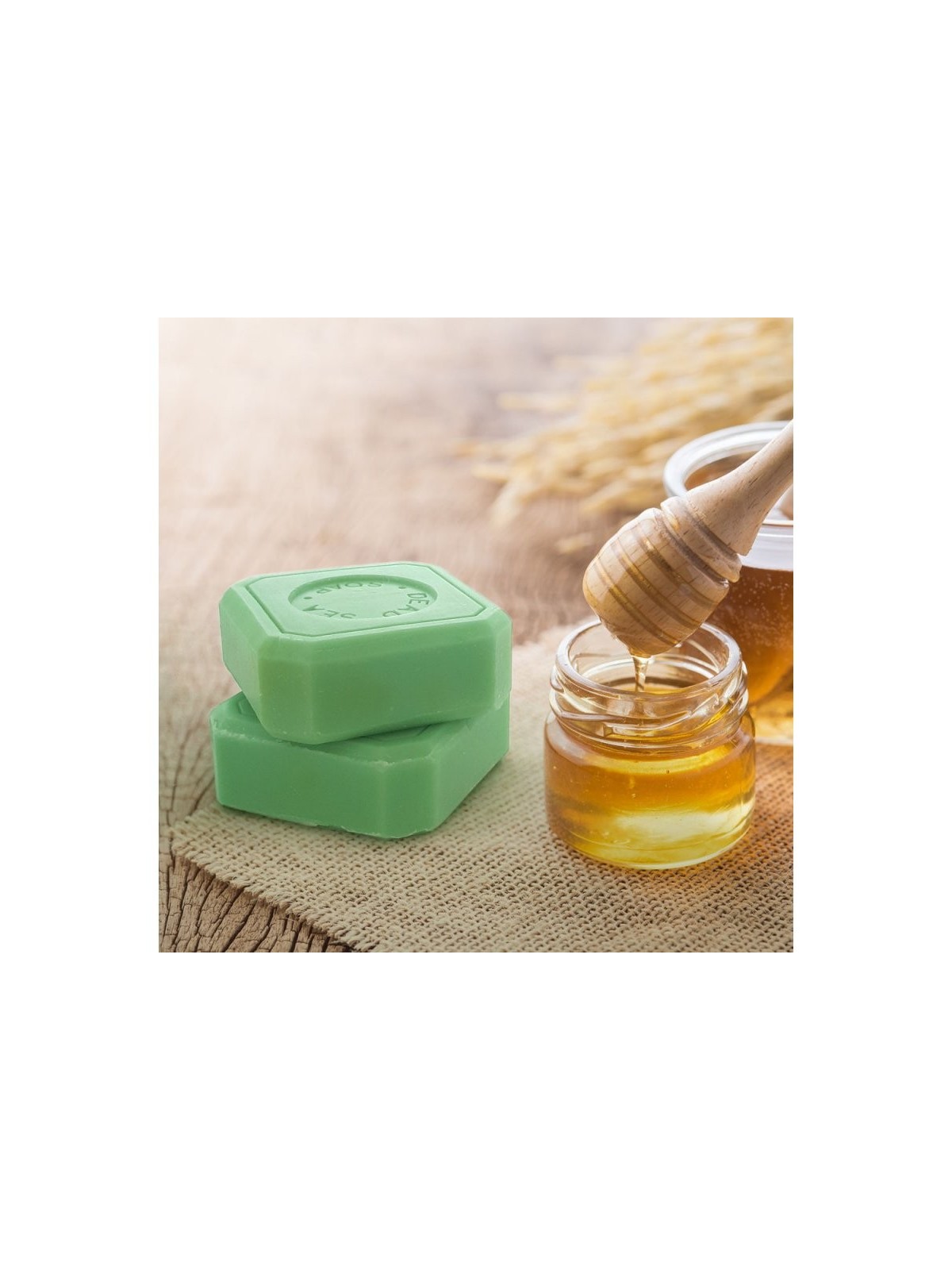 Barre de savon naturelle à l'huile d'olive et au miel HB avec menthe de la Mer Morte... | Savon