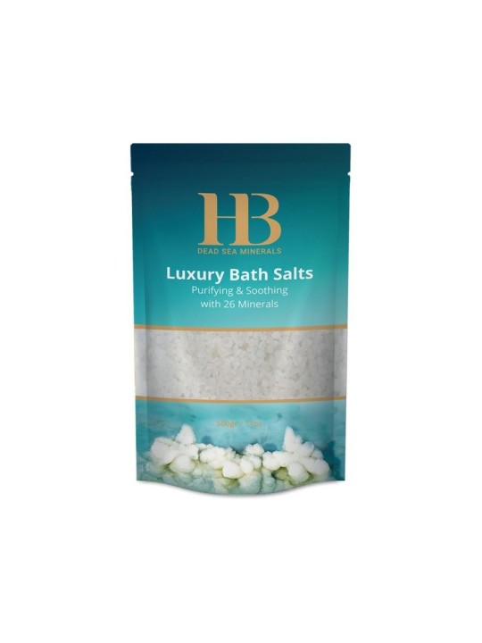 Sels de bain de luxe HB avec 26 cristaux blancs de minéraux de la mer Morte | Spa