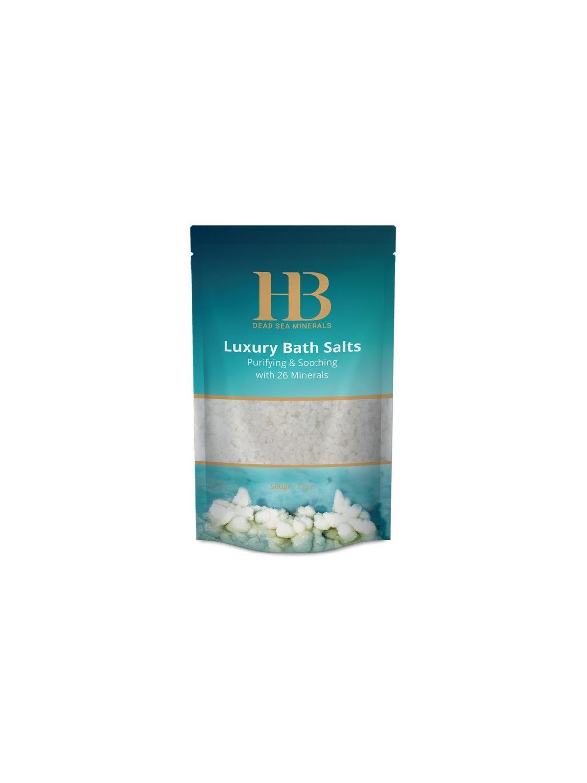 Sels de bain de luxe HB avec 26 cristaux blancs de minéraux de la mer Morte | Spa