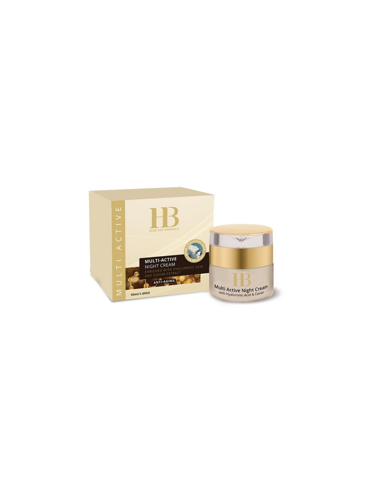 Crème de nuit multi-active anti-âge HB Dead Sea avec... | Soins du visage