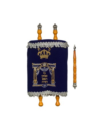 Rouleau de la Torah pour enfants brodé bleu... | Rouleau de Torah pour enfants