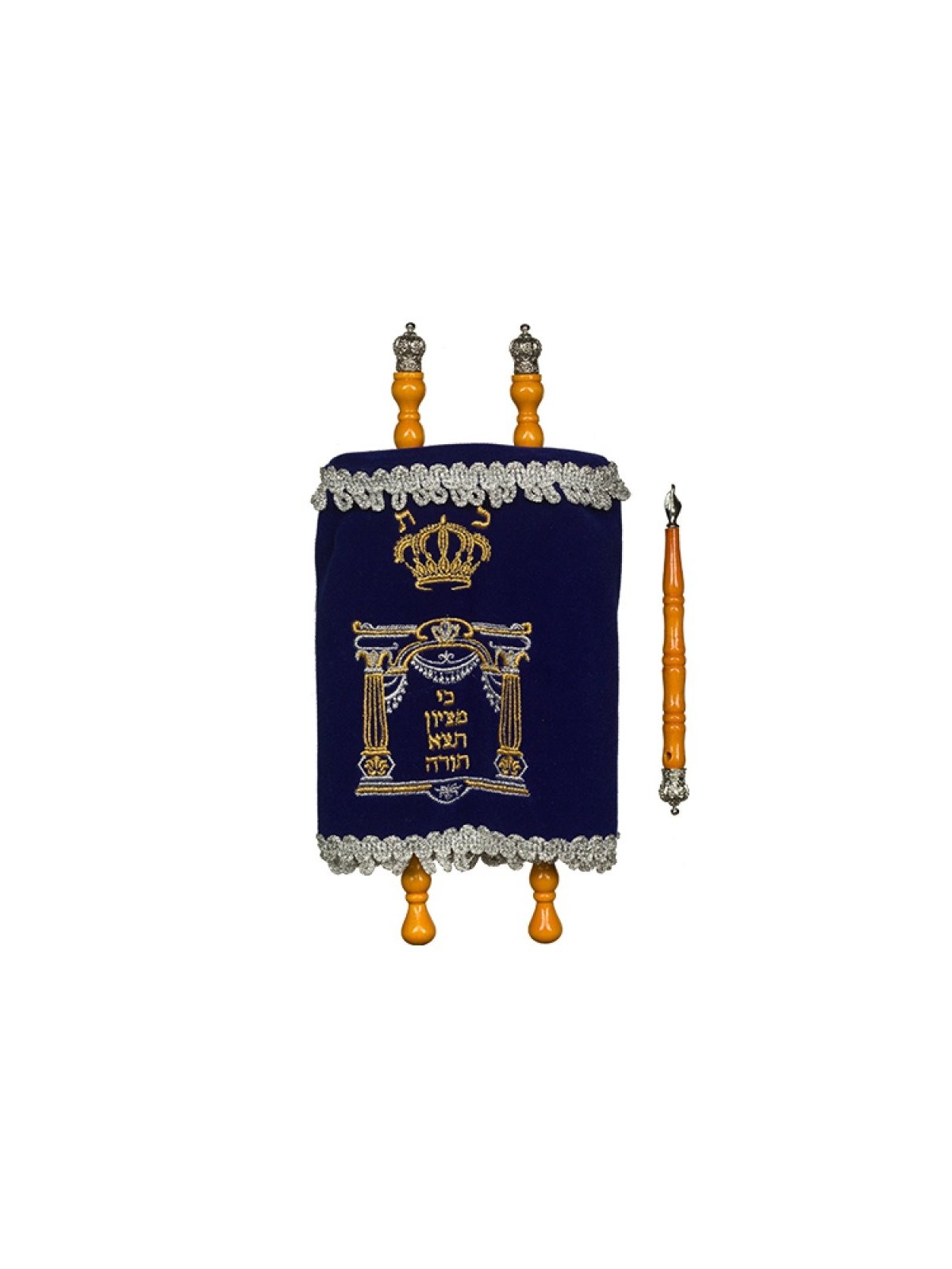 Rouleau de la Torah pour enfants brodé bleu... | Rouleau de Torah pour enfants