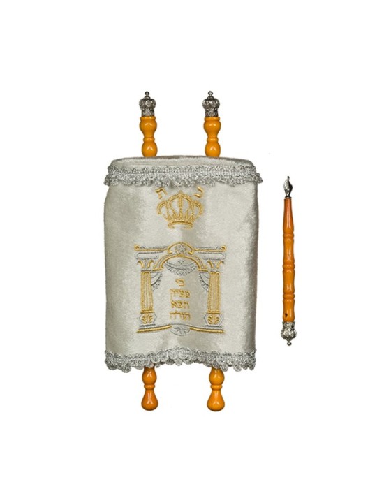 Rouleau de la Torah pour les enfants avec broderie brodée... | Rouleau de Torah pour enfants
