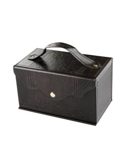 Boîte Etrog rembourrée marron foncé en forme de boîte %96 en simili cuir... | Boîte d'étrog